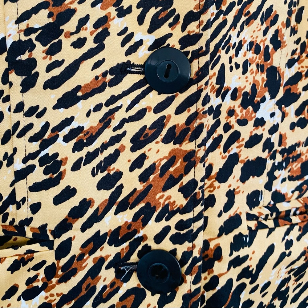 Worthington Stretch Leopard Animal Print Button Down Front Pocket Jacket Size XS - Picture 3 of 9